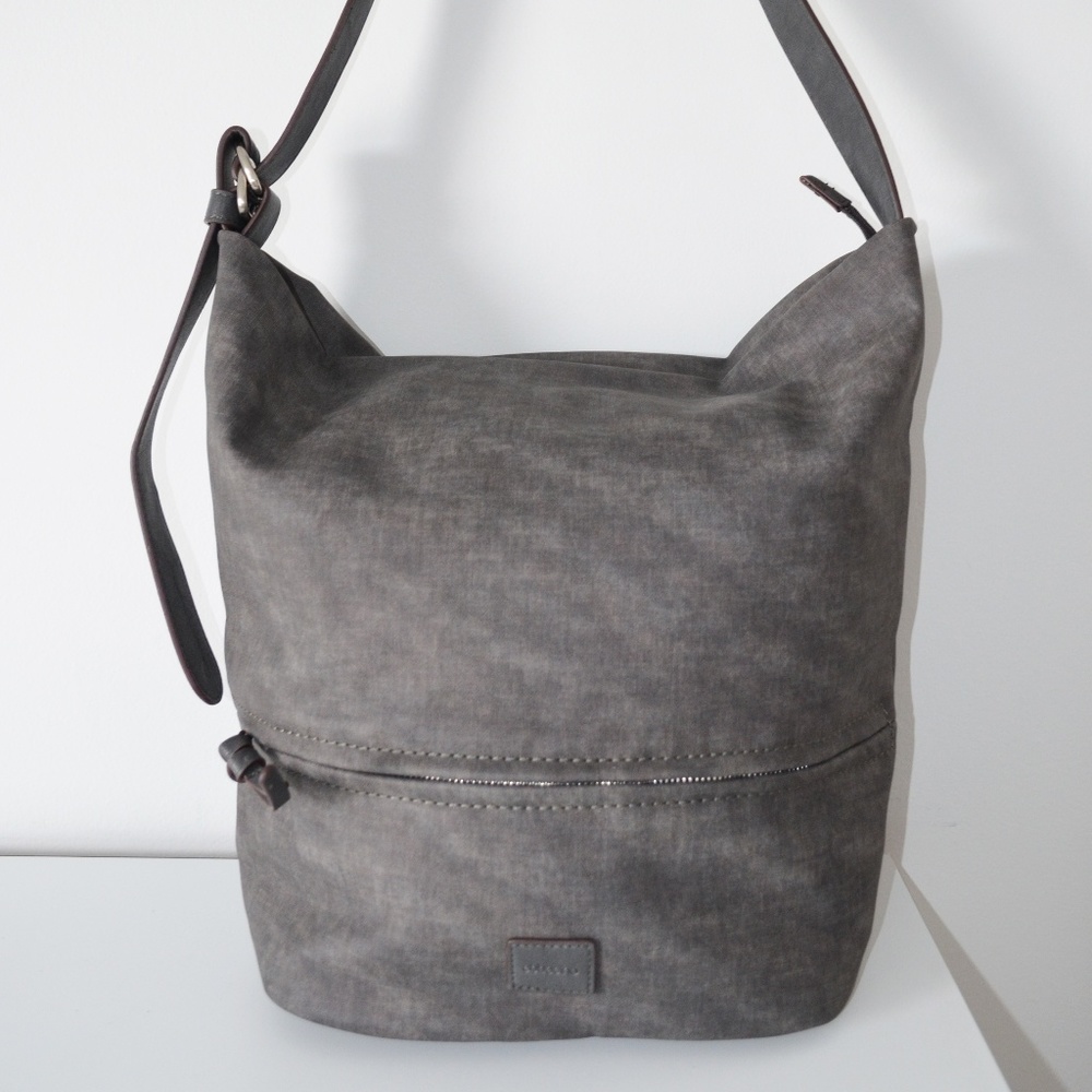 GREY WASHED LOOK HOBO BAG